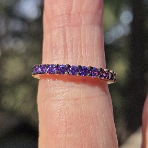 Amethyst sterling Rosegold & Rhodium ring Sz6.75 - Picture 5 of 7
